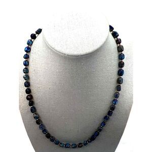 NEW Blue Beaded Stone Necklace Boho Hippie